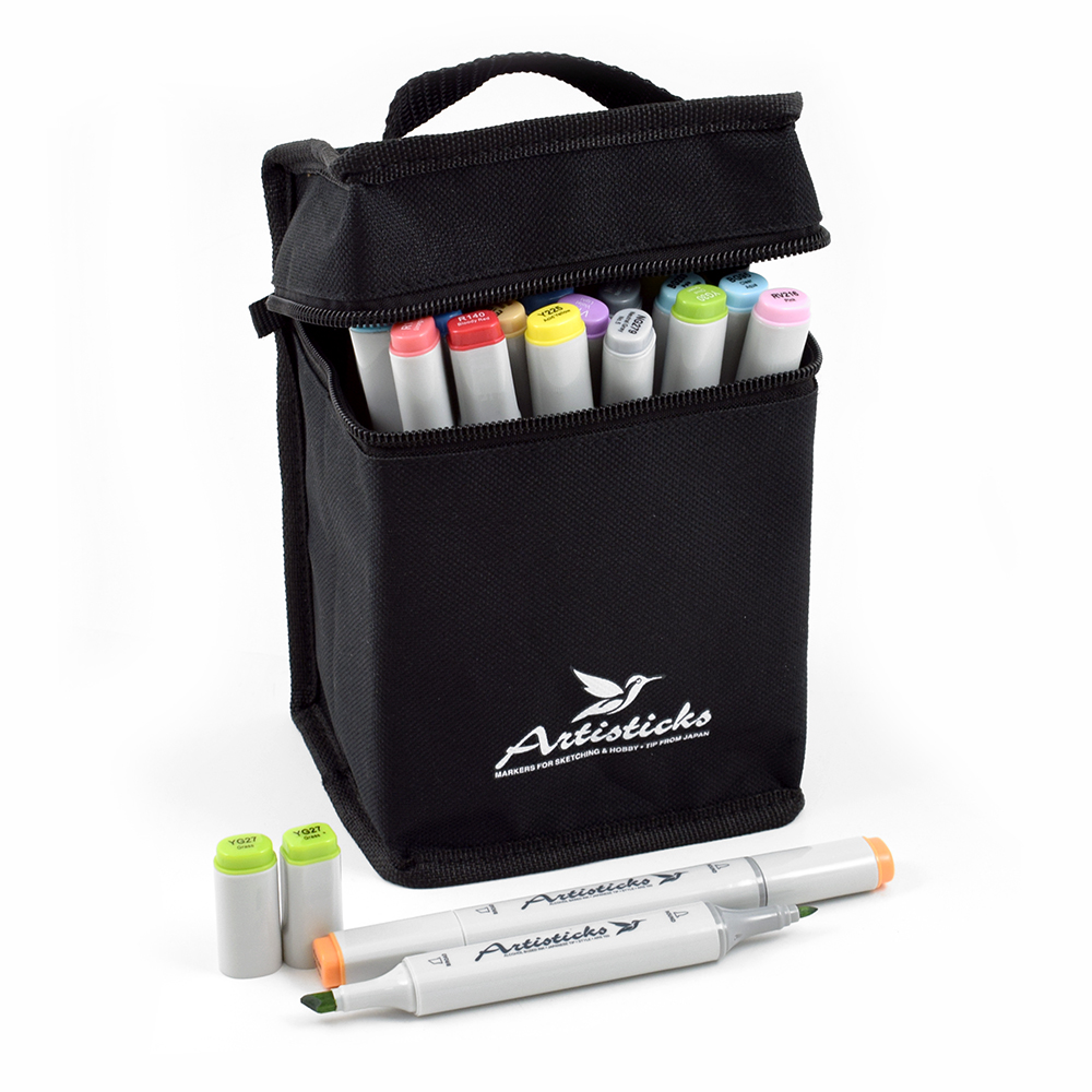 Профессиональные двусторонние художественные маркеры Artisticks® ARS 100-24 BAG  на спиртовой основе