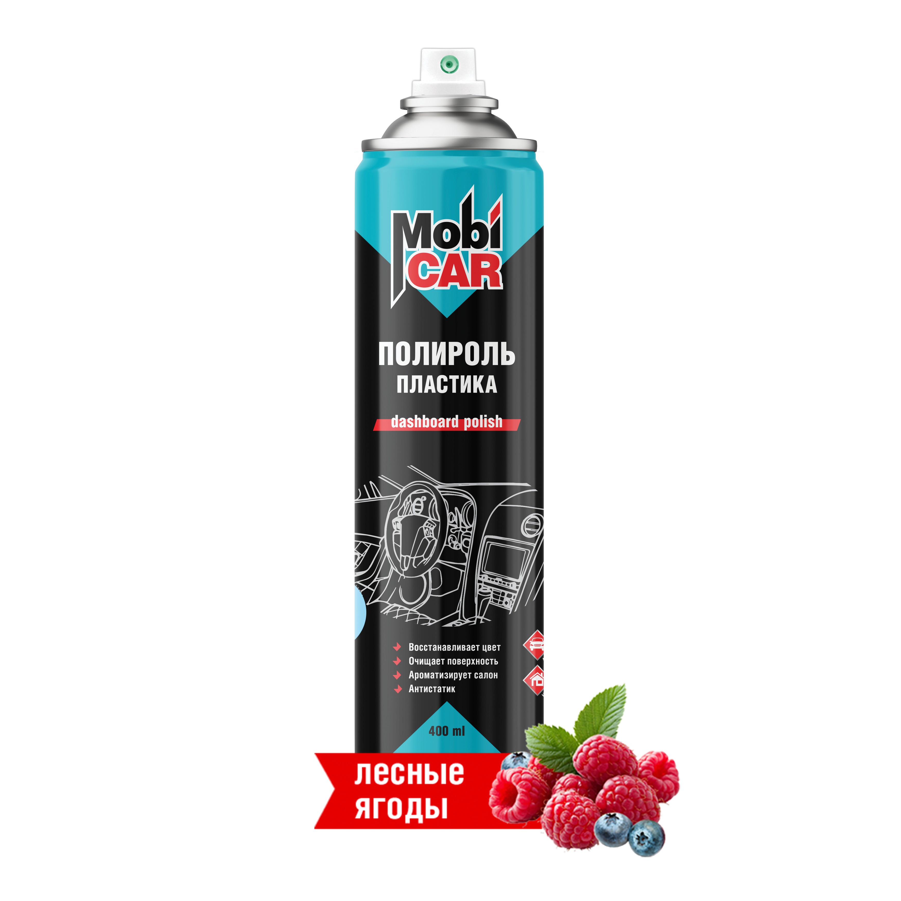 Аэрозольный полироль пластика MobiCAR 400 мл глянцевый