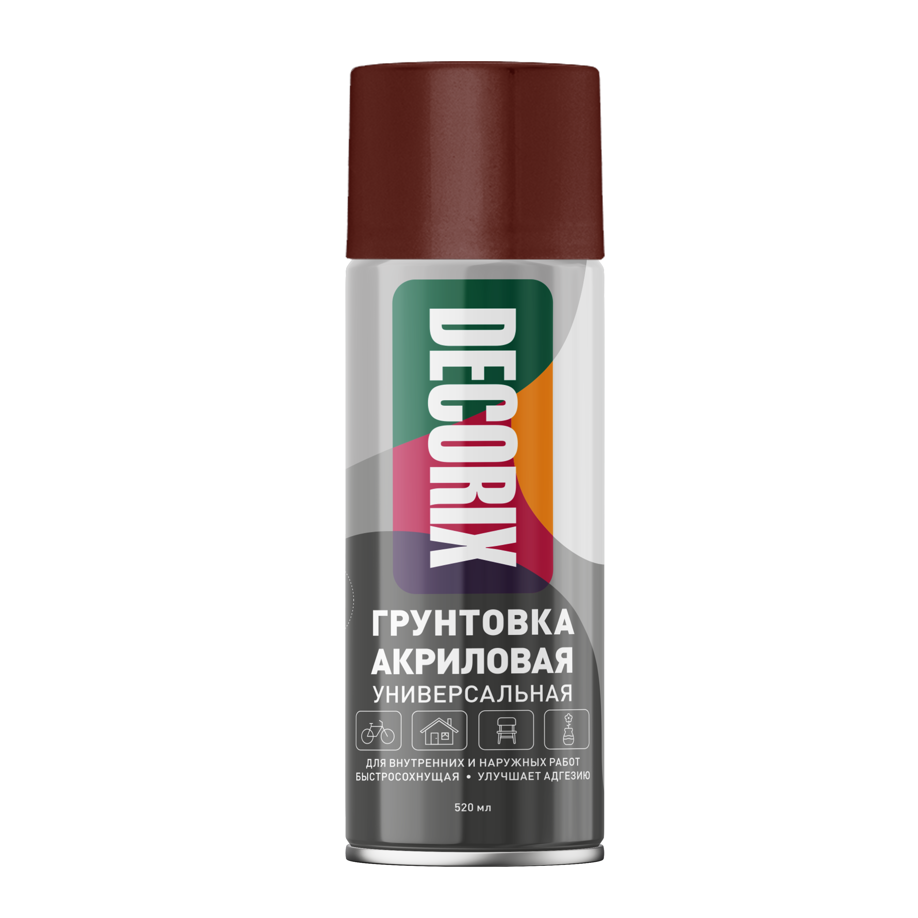 Аэрозольная грунтовка по ржавчине DECORIX 520 мл красно-коричневая