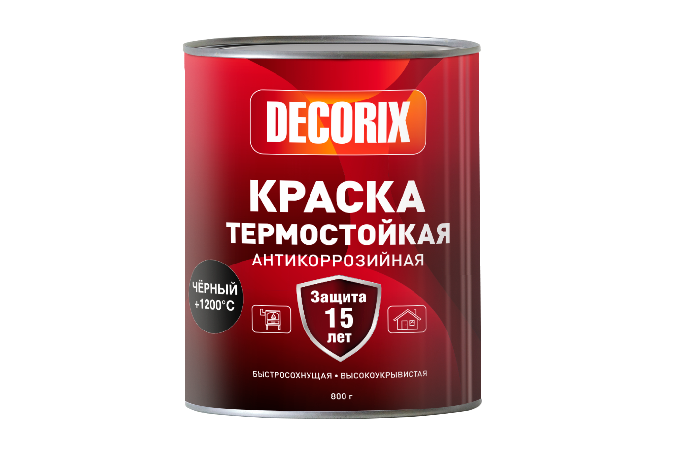 Краска термостойкая +1200°С для сверхвысоких температур DECORIX в банке 800 г матовая