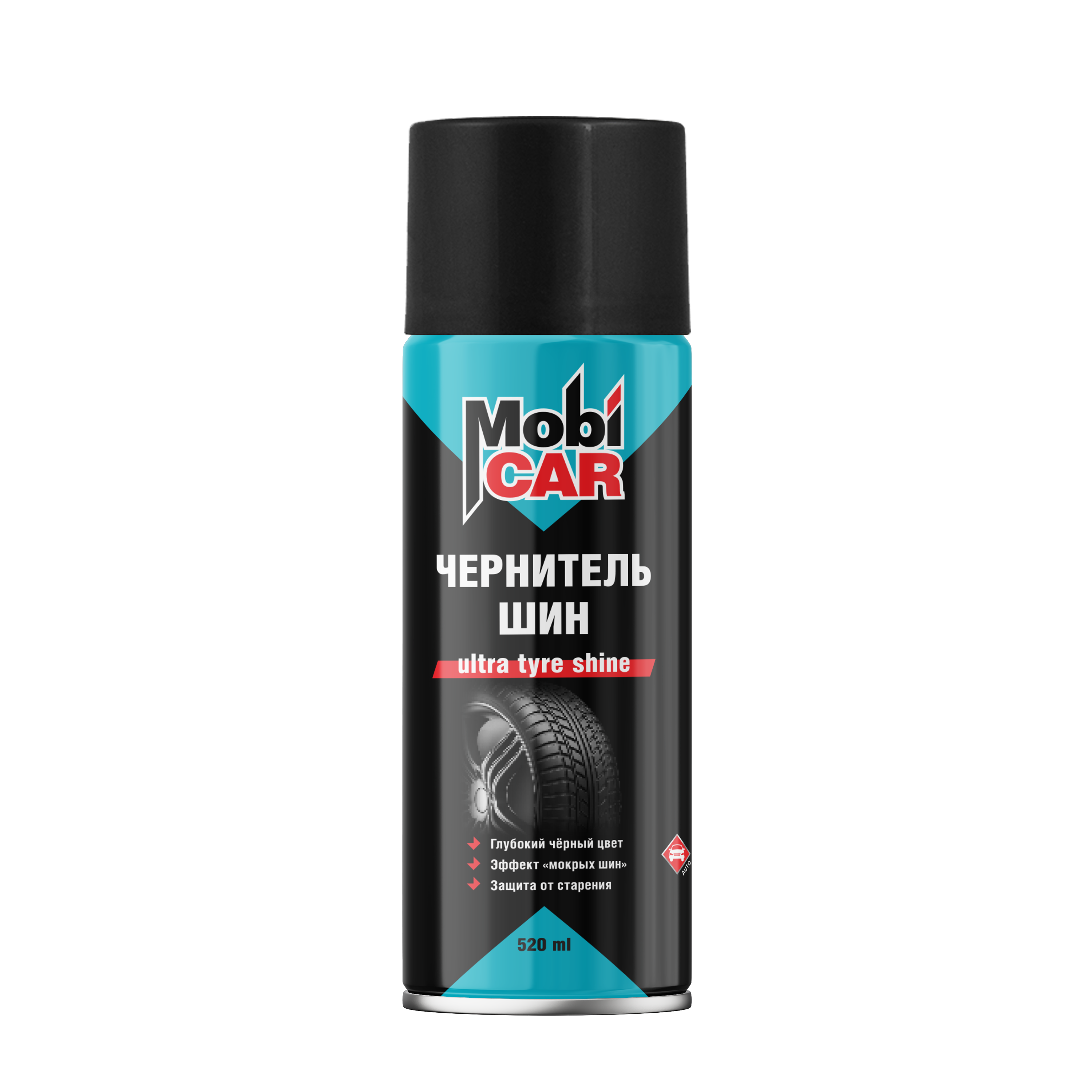 Аэрозольный чернитель шин MobiCAR 520 мл