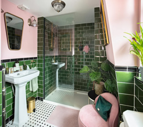 Ванная комната в зелёных тонах. Лучшее решение!
